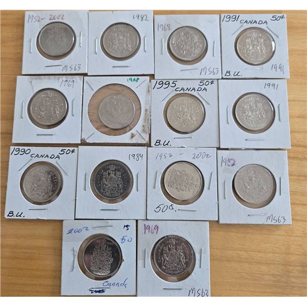 Canadian 50 Cent Nickel Coins