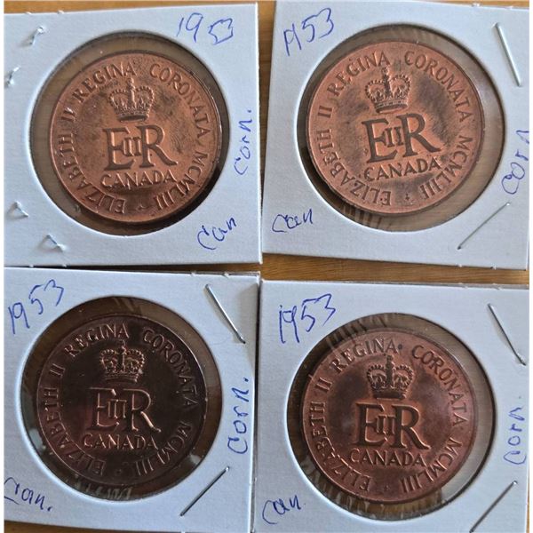 Four 1953 Canadian coronation tokens