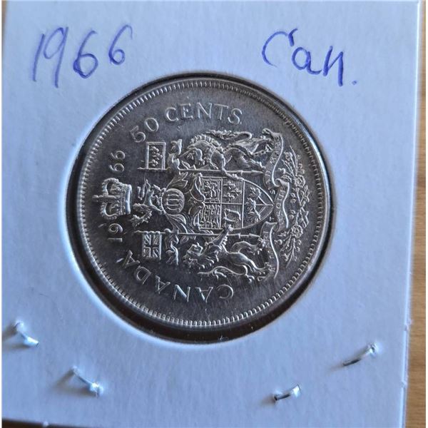 1966 Canadian 50-Cent Coin in Holder