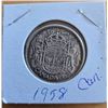 Image 1 : 1958 Canadian Silver 50-Cent Coin in Holder
