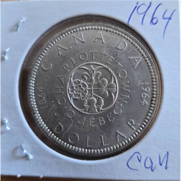 1964 Canada Charlottetown Silver Dollar Coin