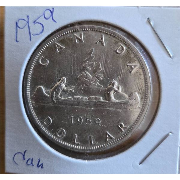 1959 Canada Silver Dollar Coin in Protective Sleeve