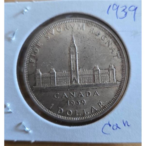 1939 Canada Silver Dollar with King George VI