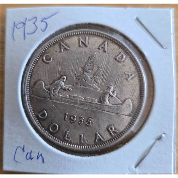 1935 Canadian Silver Dollar Coin in Holder