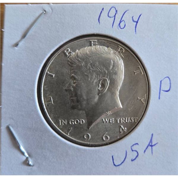 1964 Kennedy Half Dollar Coin, Philadelphia Mint