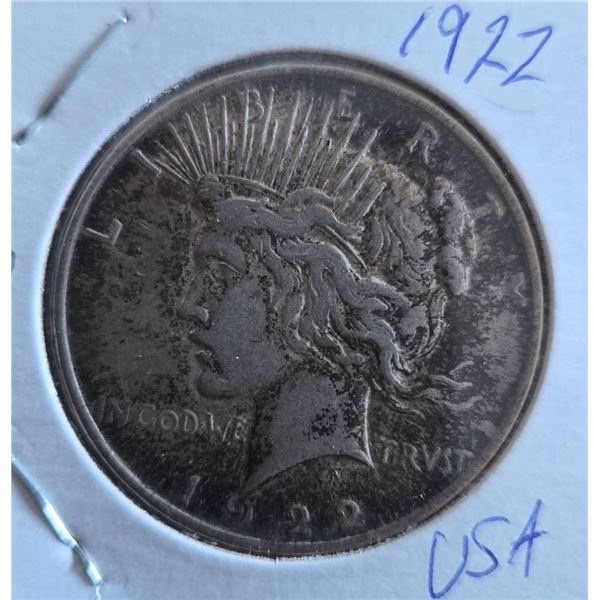 1922 Peace Silver Dollar Coin, Philadelphia Mint