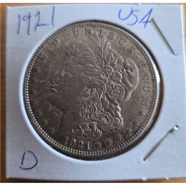 1921 Morgan Silver Dollar with Denver Mint Mark