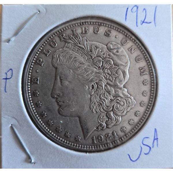 1921 Morgan Silver Dollar Coin, Philadelphia Mint