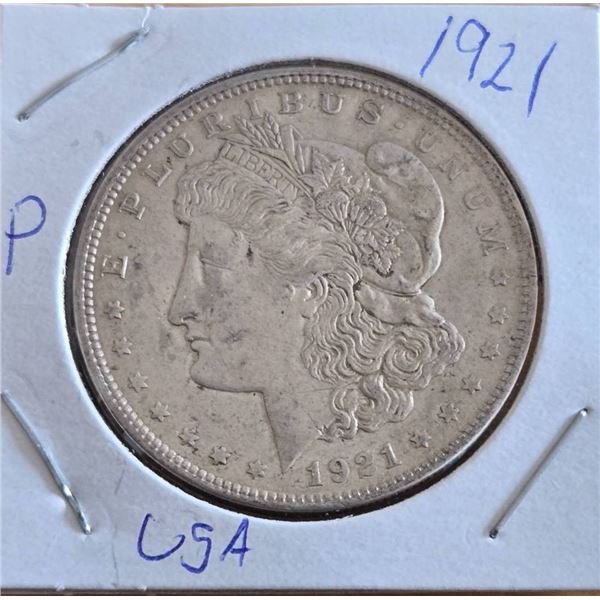 1921 Morgan Silver Dollar Coin, Philadelphia Mint