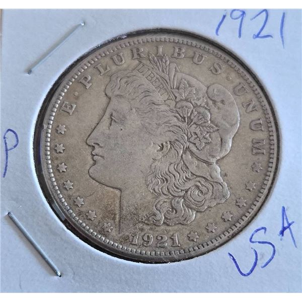 1921 Morgan Silver Dollar Coin, Philadelphia Mint