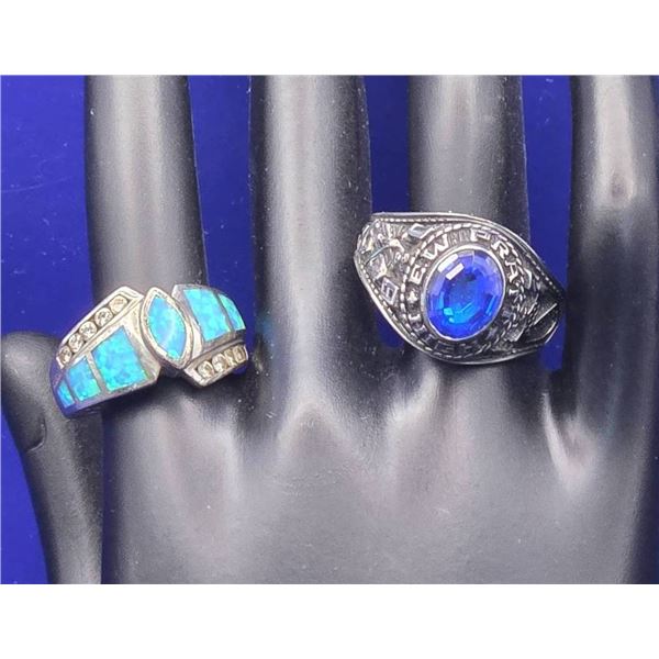 Sterling Silver Opal Ring and 1982 Class Ring by Jostens
