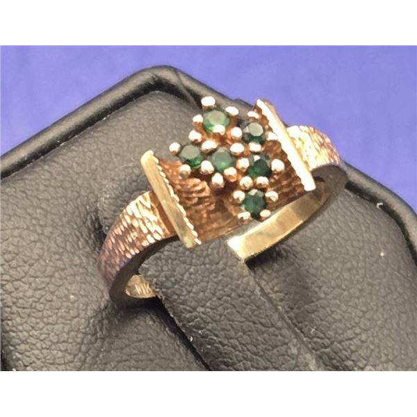 10K Gold Ring with genuine emeralds