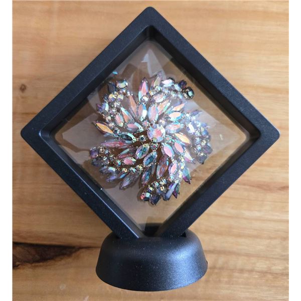 Vintage Sherman Floral Brooch with Rhinestones