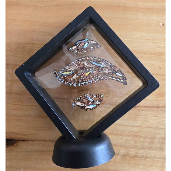 Vintage Sherman Brooch and Clip-On Earrings Set