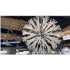 Image 2 : LOVE 18L GLASS PENDANT LIGHT. SILVER AND BLOWN GLASS. APPROX 37" DIAMETER. RETAIL $2299