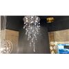 Image 1 : CRYSTAL FLUSH MOUNT CHROME FINISH. APPROX 24"D WITH CRYSTAL PENDANTS. APPROX 40" H.