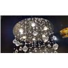 Image 4 : CRYSTAL FLUSH MOUNT CHROME FINISH. APPROX 24"D WITH CRYSTAL PENDANTS. APPROX 40" H.