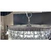 Image 2 : NORDIC 5 LIGHT PENDANT ANTIQUE SILVER AND CLEAR GLASS. APPROX 20"D RETAIL $900