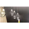 Image 1 : AYSE LED PENDANT 3 LIGHTS MATTE BLACK CLEAR BUBBLE GLASS. RETAIL $669 ADJUSTABLE HEIGHT PENDANTS