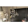 Image 1 : BAXTER 3 LIGHT PENDANT CHROME AND CLEAR GLASS. GLOBES ARE 10" DIAMETER. ADJUSTABLE HEIGHT.
