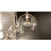 Image 2 : BAXTER 3 LIGHT PENDANT CHROME AND CLEAR GLASS. GLOBES ARE 10" DIAMETER. ADJUSTABLE HEIGHT.