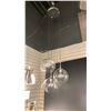Image 3 : BAXTER 3 LIGHT PENDANT CHROME AND CLEAR GLASS. GLOBES ARE 10" DIAMETER. ADJUSTABLE HEIGHT.