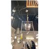 Image 5 : LENTE 4 LIGHT FOYER PENDANT BRUSHED NICKEL AND WALNUT WOODGRAIN. APPROX 23"W X 24" FIXTURE.