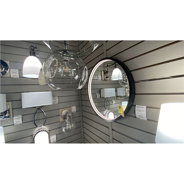 LED LIT 21" ROUND MIRROR WITH BLACK FRAME
