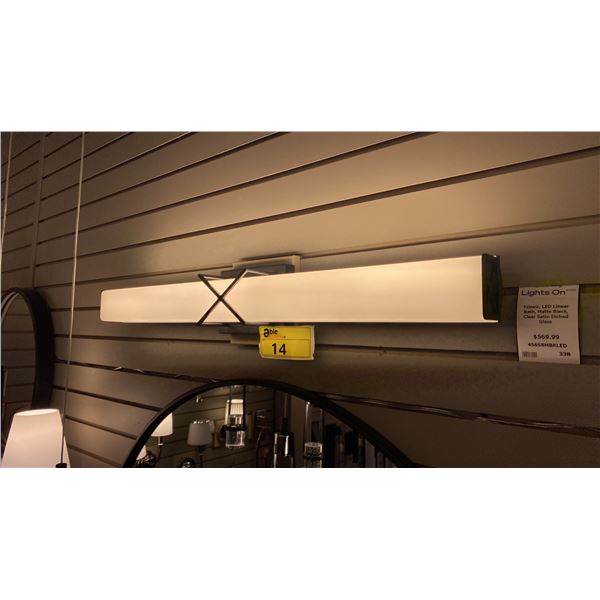 TRINSIC LED LINEAR BATH LIGHT MATTE BLACK CLEAR SATIN ETCHED GLASS RETAIL $569
