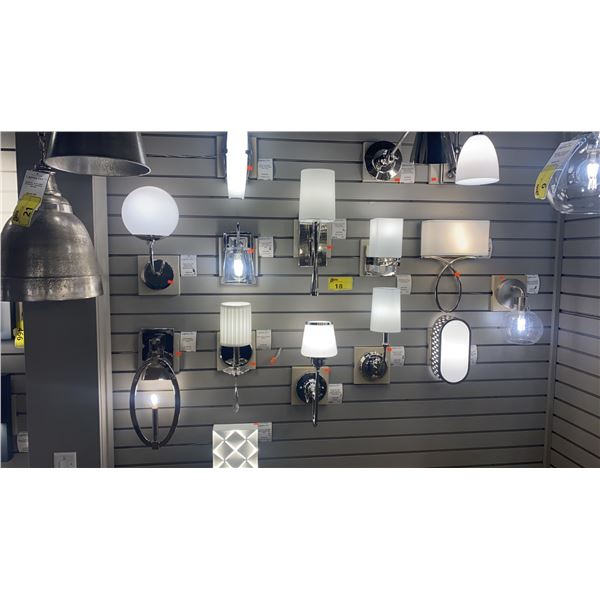 LARGE GROUP LOT OF 25 WALL SCONCES. RETAIL OF GROUP IS $10,740