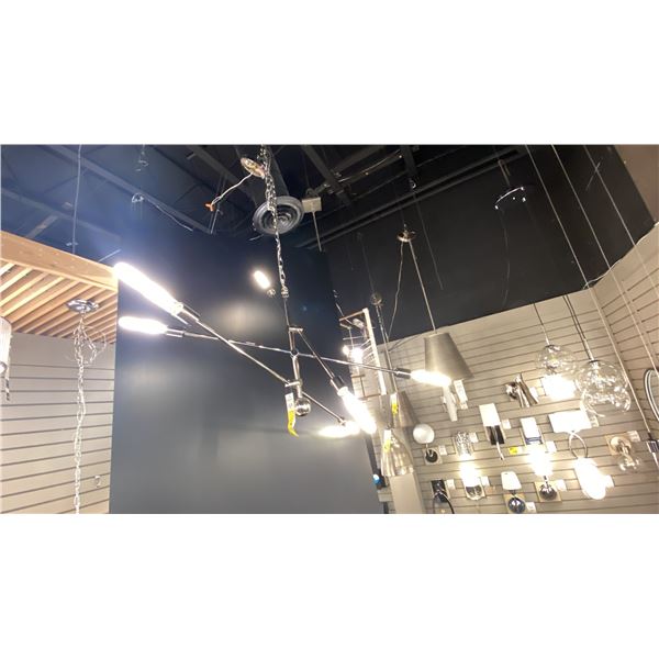 AXEL 6 LIGHT PENDANT POLISHED NICKEL APPROX 54" ACROSS. ADJUSTABLE