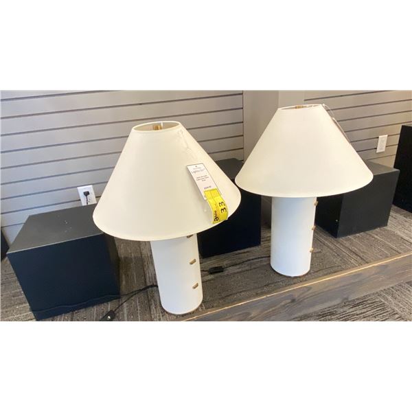 PAIR OF BOND 1 LIGHT TABLE LAMPS. PATINA BRASS