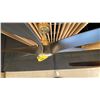 Image 2 : 60" FAN WITH LIGHT. DARK WOOD GRAIN BLADES  BRUSHED BRASS FINISH WITH WIRED REMOTE