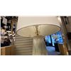Image 3 : HOWLAN 1 LIGHT TABLE LAMP. BLUE HEATHER, OFF WHITE COTTON SHADE.