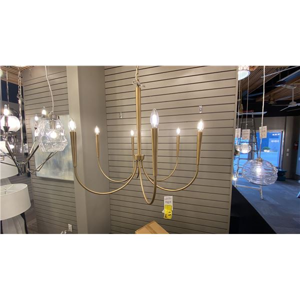 HOLDER 6 LIGHT CHANDELIER. AGED BRASS. APPROX 33" DIAMETER