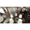 Image 4 : LEILA 5 LIGHT CHANDELIER. BRUSHED NICKEL, WHITE LINEN. APPROX 25" DIAMETER