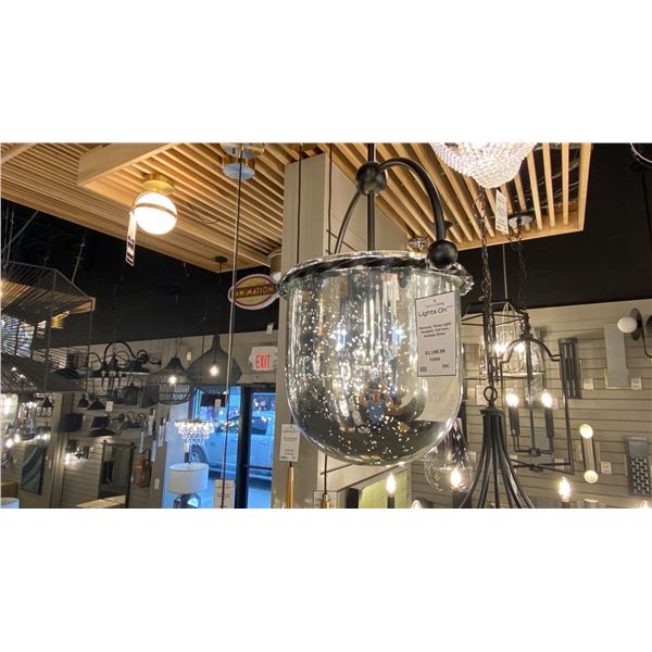 MERCURY 3 LIGHT PENDANT. OLD IRON ANTIQUE SILVER. APPROX 20" DIAMETER