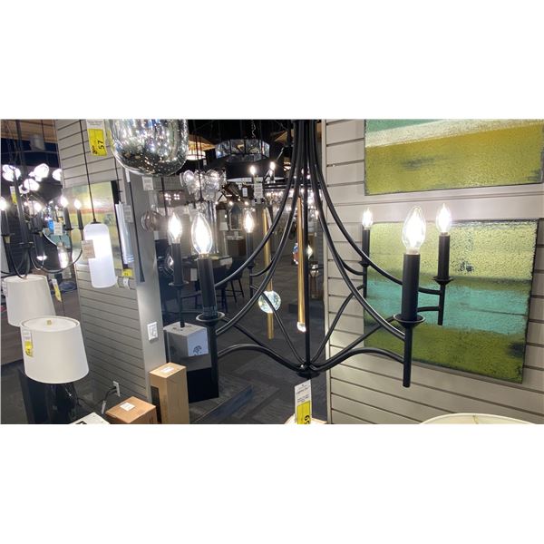 PEYTON 6 LIGHT CHANDELIER MATTE BLACK. APPROX 29"