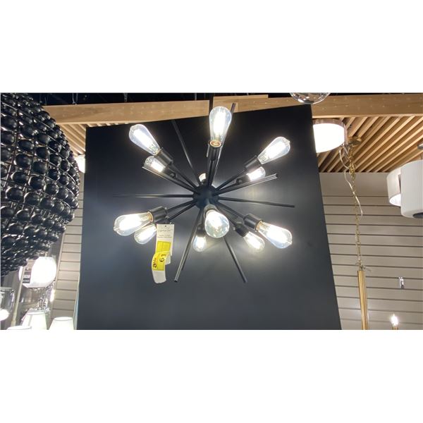 ESTELLE 12 LIGHT PENDANT. MATTE BLACK. APPROX 29" DIAMETER