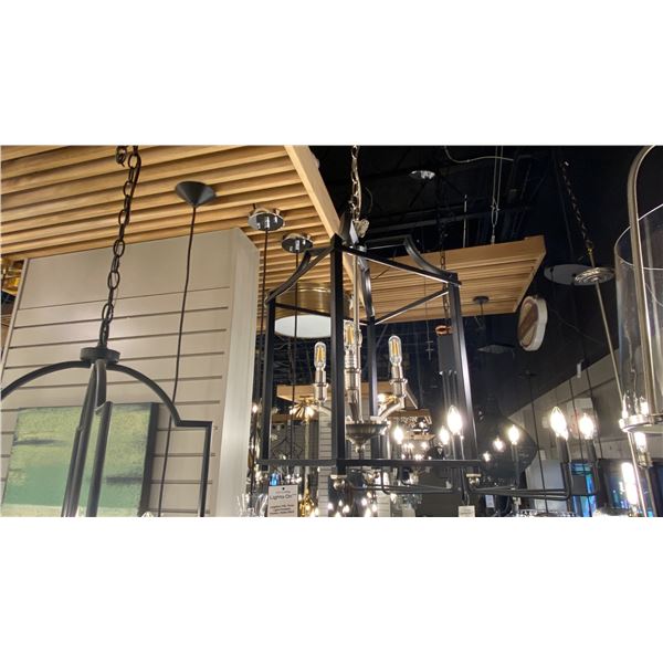 LEIGHTON PW 3 LIGHT PENDANT. MATTE BLACK. APPROX 12" X 12" X 21"H