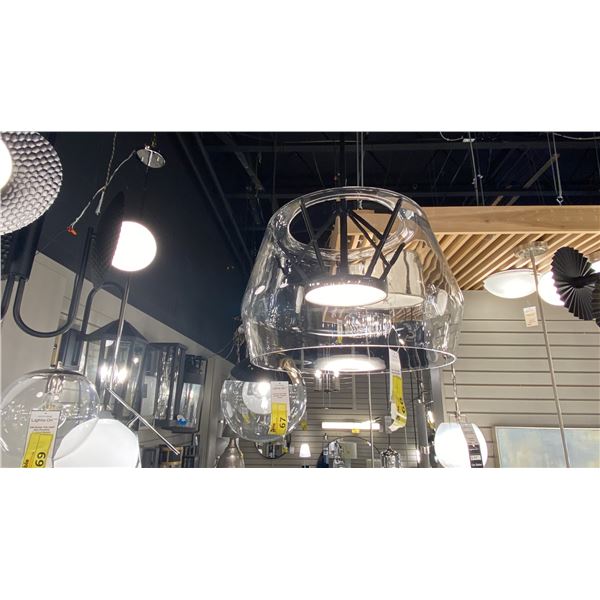 DECO LED PENDANT. CLEAR/BLACK/WHITE DIFFUSER. APPROX 17"