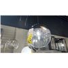 Image 1 : GROUP OF 3 BECKETT 1 LIGHT PENDANT. POLISHED NICKEL, CLEAR GLASS. APPROX 12" DIAMETER
