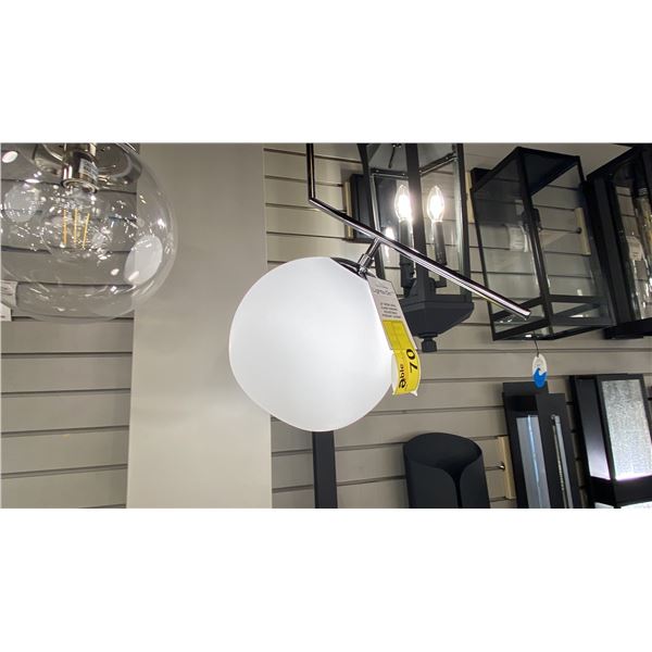 2 X 10" WIDE OPAL GLASS CHROME ADJUSTABLE PENDANT. 1X40WT