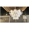 Image 1 : 9 LIGHT CHANDELIER WITH ALABASTER GLASS, AGED BRASS. 37" DIAMETER
