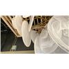 Image 3 : 9 LIGHT CHANDELIER WITH ALABASTER GLASS, AGED BRASS. 37" DIAMETER
