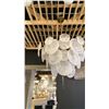 Image 4 : 9 LIGHT CHANDELIER WITH ALABASTER GLASS, AGED BRASS. 37" DIAMETER