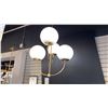 Image 1 : CARRIE, 4 LIGHT CHANDELIER. AGED BRASS, MATTE WHITE GLASS. 30" X 30"