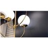 Image 3 : CARRIE, 4 LIGHT CHANDELIER. AGED BRASS, MATTE WHITE GLASS. 30" X 30"