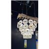 Image 3 : SPAIN 10 LIGHT CHANDELIER. BRASS FRAME, ALABASTER STONE. 22" DIAMETER