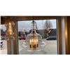 Image 1 : WASHINGTON 4 LIGHT PENDANT LANTERN. AGED BRASS, CLEAR GLASS. RETAIL $1330